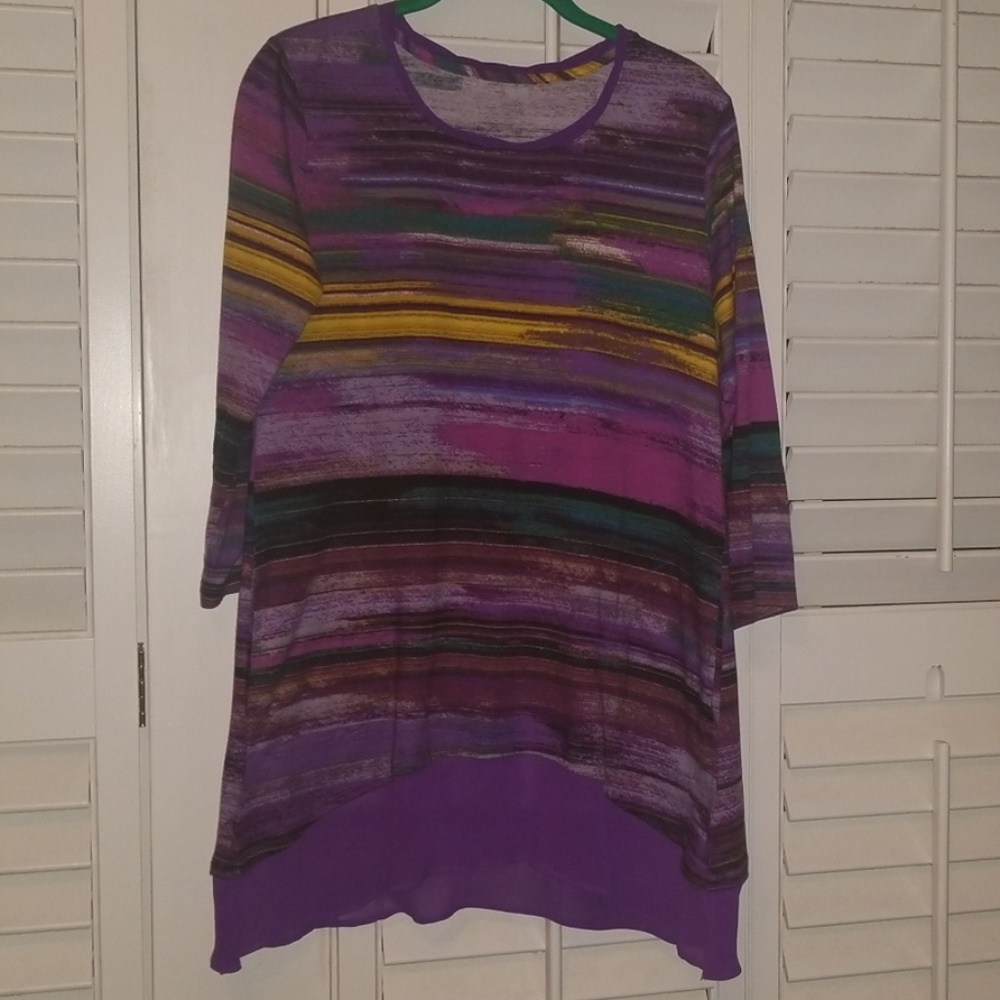 EUC LOGO Lori Goldstein Multi Watercolor Tunic